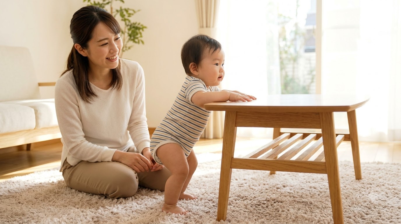 Cha mẹ theo dõi khả năng đứng và đi của bé để trao đổi với bác sĩ