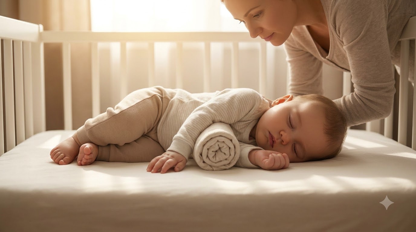 Không gian ngủ an toàn cho bé Nôi em bé có nệm chắc phẳng và chỉ dùng ga vừa khít
